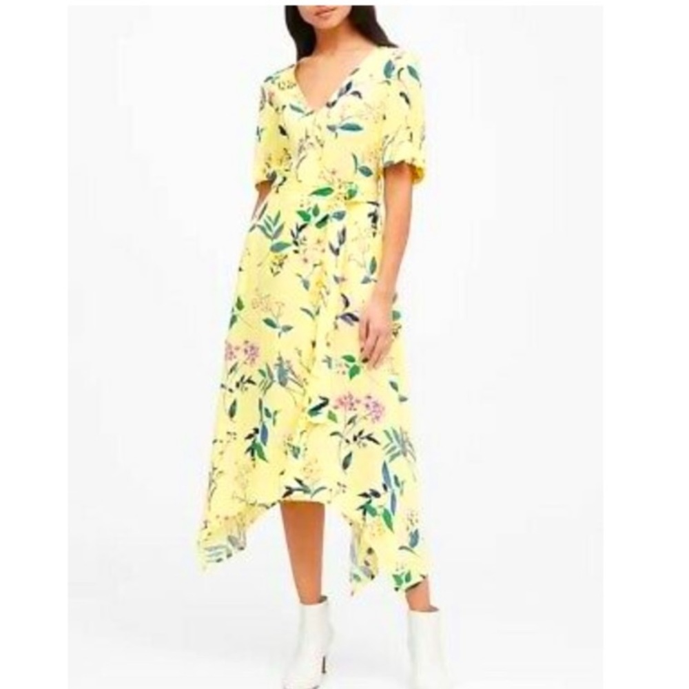 New Banana Republic yellow floral wrap dress size 2!